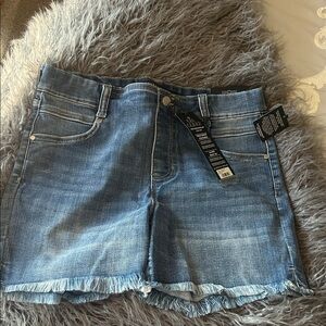 Liverpool Light Blue Frayed Hem Denim Shorts